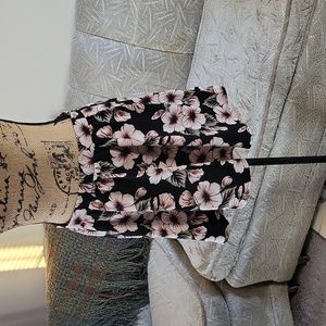 Forever 21 Pink Rose Floral Skater Skirt